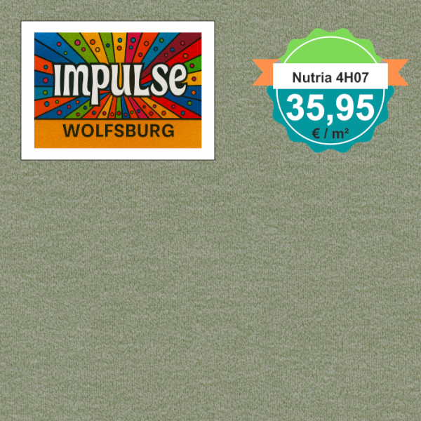 Vorwerk Nutria 4H07 grün Teppichboden – quadratische Draufsicht, Velours, 35,95 €/m²